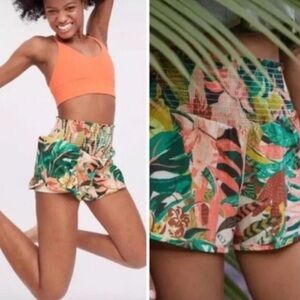 Offline by Aerie Tropical Print Elastic Waist Women’s Shorts - Green & Coral